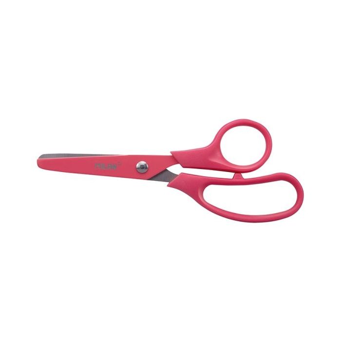 Milan Basic Colours Tijeras de 13.4cm - Mango Ergonomico - Punta Redondeada - Hoja de Acero Inoxidable - Color Rosa