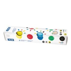Milan Pack de 6 Tarros de Pintura para Dedos - 40ml por Unidad - Mezclable - Lavable - Colores Surtidos