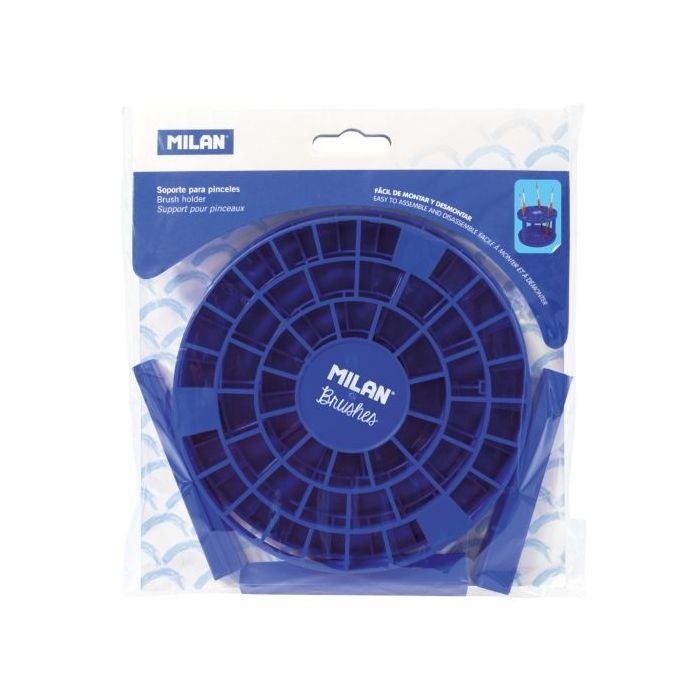 Milan Soporte para Pinceles con 49 Agujeros - Desmontable - 3 Patas - 14.5x10cm - Color Azul Marino