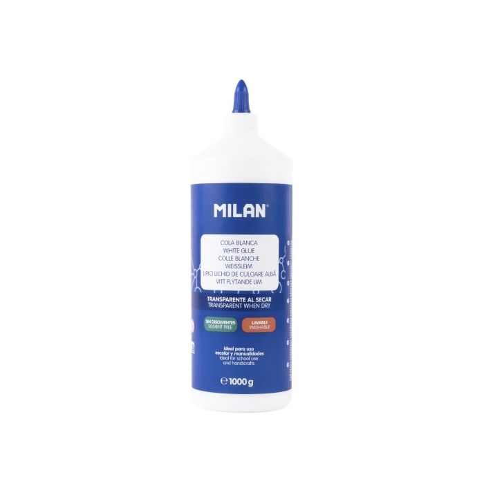 Milan Cola Blanca Liquida - Botella con Dosificador - 1Kg - Multisuperficies - Color Blanco