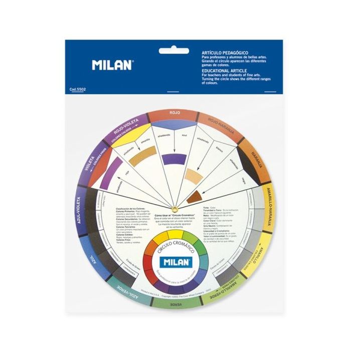 Milan Circulo Cromatico Pedagogico - Visualiza Mezclas de Colores - 23.5cm - Color Blanco