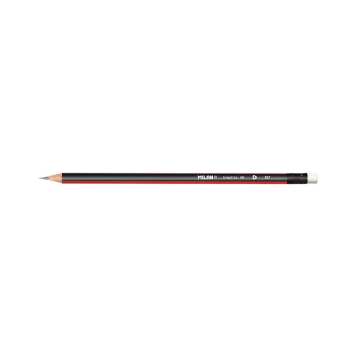 Milan Lapices de Grafito HB - con Goma - Triangular - Color Rojo