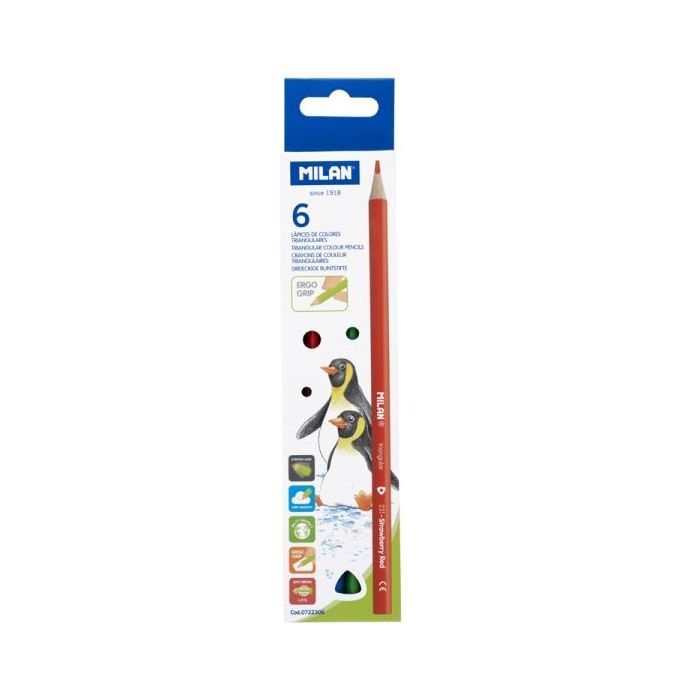 Milan Pack de 6 Lapices de Colores - Triangulares - Colores Surtidos