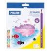Milan Maxi Pack de 12 Lapices de Colores - Incluye Sacapuntas - Hexagonales - Colores Surtidos