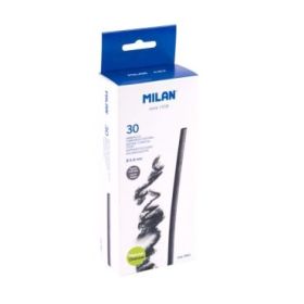 Milan Pack de 30 Barritas de Carboncillo - Natural - Redondo de 6-8mm - Color Negro