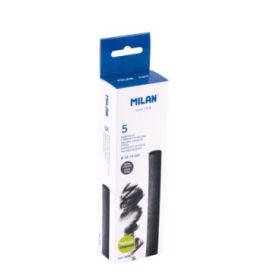 Milan Pack de 5 Barritas de Carboncillo - Natural - Redondo de 12-14mm - Color Negro