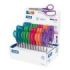 Milan Basic Expositor con 24 Tijeras Basic - Mango Ergonomico - Punta Redondeada - Acero Inoxidable de 13.4cm - Colores Surtidos