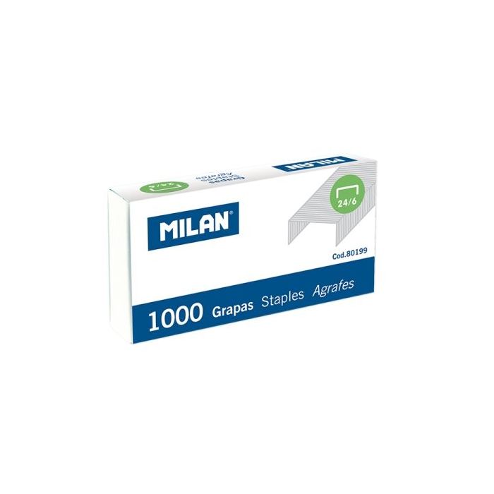 Milan Pack de 1000 Grapas - Formato 24/6 - Color Plata
