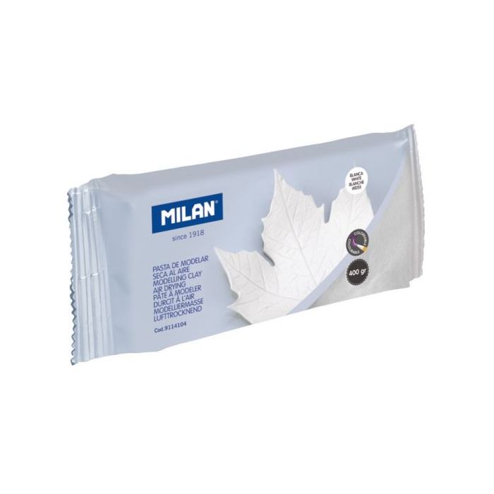 Milan Pasta para Modelar - Seca al Aire - 400g - Facil de Moldear - Color Blanco
