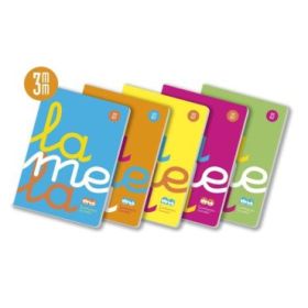 Lamela Pack de 5 Libretas Grapadas con 50 Hojas de 90g/m2 con Margen - Formato A4 - Pauta Cuadrovia de 3mm - Cubierta de Polipropileno Fluorescente - Papel Offset Blanco Extra - Colores Surtidos
