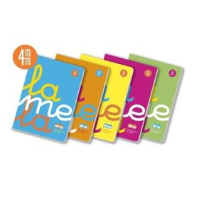 Lamela Pack de 5 Libretas Grapadas con 50 Hojas de 90g/m2 con Margen - Formato A4 - Pauta Cuadrovia de 4mm - Cubierta de Polipropileno Fluorescente - Papel Offset Blanco Extra - Colores Surtidos