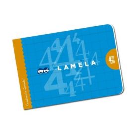 Lamela Libreta Grapada con 30 Hojas de 70g/m2 con Margen - Formato Cuarto - Pauta Cuadrovia de 4mm - Cubierta de Cartoncillo Plastificado - Papel Offset Blanco Extra - Color Azul