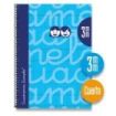 Lamela Cuaderno Espiral con 80 Hojas de 70g/m2 con Margen - Formato Cuarto - Pauta Cuadrovia de 3mm - Cubierta Extra Dura - Papel Offset Blanco Extra - Color Azul