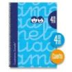 Lamela Cuaderno Espiral con 80 Hojas de 70g/m2 con Margen - Formato Cuarto - Pauta Cuadrovia de 4mm - Cubierta Extra Dura - Papel Offset Blanco Extra - Color Azul