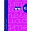 Lamela Cuaderno Espiral con 80 Hojas de 90g/m2 con Margen - Formato Cuarto - Pauta Cuadrovia de 4mm - Cubierta Extra Dura - Papel Offset Blanco Extra - Color Fucsia