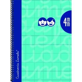 Lamela Cuaderno Espiral con 80 Hojas de 90g/m2 con Margen - Formato Cuarto - Pauta Cuadrovia de 4mm - Cubierta Extra Dura - Papel Offset Blanco Extra - Color Turquesa