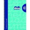 Lamela Cuaderno Espiral con 80 Hojas de 90g/m2 con Margen - Formato Cuarto - Pauta Cuadrovia de 4mm - Cubierta Extra Dura - Papel Offset Blanco Extra - Color Turquesa