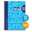 Lamela Cuaderno Espiral con 80 Hojas de 70g/m2 con Margen - Formato Cuarto - Pauta Cuadrovia de 5mm - Cubierta Extra Dura - Papel Offset Blanco Extra - Color Azul