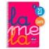 Lamela Cuaderno Espiral con 80 Hojas de 90g/m2 con Margen - Formato Cuarto - Pauta Cuadrovia de 2.5mm - Cubierta Extra Dura - Papel Offset Blanco Extra - Color Rosa