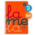 Lamela Cuaderno Espiral con 80 Hojas de 90g/m2 con Margen - Formato Cuarto - Pauta Cuadrovia de 3mm - Cubierta Extra Dura - Papel Offset Blanco Extra - Color Naranja