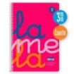 Lamela Cuaderno Espiral con 80 Hojas de 90g/m2 con Margen - Formato Cuarto - Pauta Cuadrovia de 3mm - Cubierta Extra Dura - Papel Offset Blanco Extra - Color Rosa