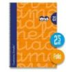 Lamela Cuaderno Espiral con 80 Hojas de 90g/m2 con Margen - Formato Folio - Pauta Cuadrovia de 2.5mm - Cubierta Extra Dura - Papel Offset Blanco Extra - Color Naranja