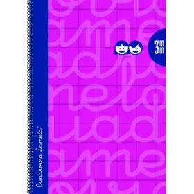 Lamela Cuaderno Espiral con 80 Hojas de 90g/m2 con Margen - Formato Folio - Pauta Cuadrovia de 3mm - Cubierta Extra Dura - Papel Offset Blanco Extra - Color Fucsia