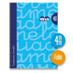 Lamela Cuaderno Espiral con 80 Hojas de 90g/m2 con Margen - Formato Folio - Pauta Cuadrovia de 4mm - Cubierta Extra Dura - Papel Offset Blanco Extra - Color Azul