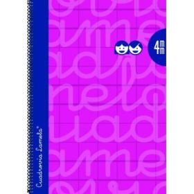Lamela Cuaderno Espiral con 80 Hojas de 90g/m2 con Margen - Formato Folio - Pauta Cuadrovia de 4mm - Cubierta Extra Dura - Papel Offset Blanco Extra - Color Fucsia