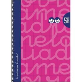 Lamela Cuaderno Espiral con 80 Hojas de 90g/m2 con Margen - Formato Folio - Pauta Cuadrovia de 5mm - Cubierta Extra Dura - Papel Offset Blanco Extra - Color Fucsia