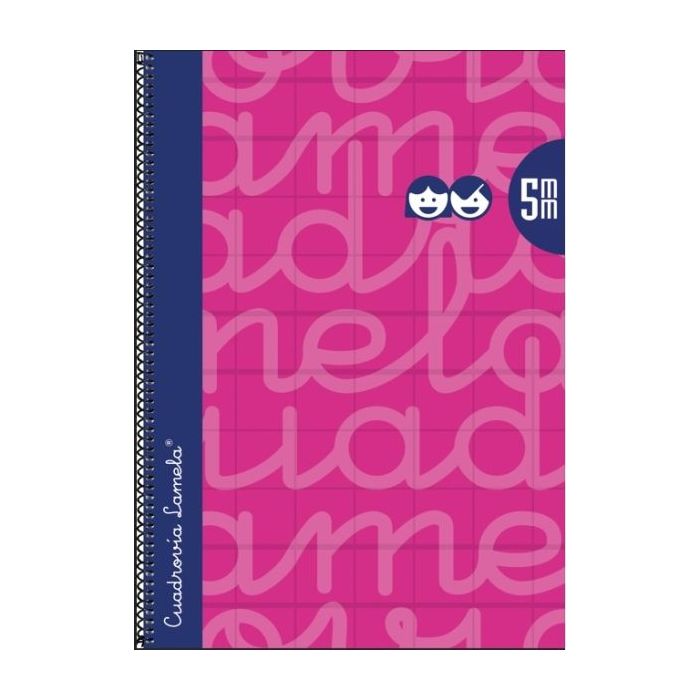 Lamela Cuaderno Espiral con 80 Hojas de 90g/m2 con Margen - Formato Folio - Pauta Cuadrovia de 5mm - Cubierta Extra Dura - Papel Offset Blanco Extra - Color Fucsia
