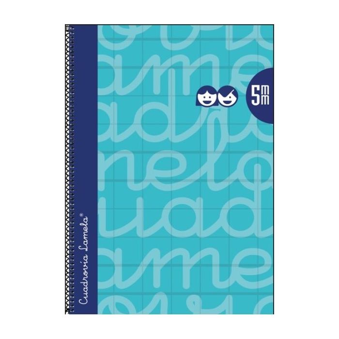 Lamela Cuaderno Espiral con 80 Hojas de 90g/m2 con Margen - Formato Folio - Pauta Cuadrovia de 5mm - Cubierta Extra Dura - Papel Offset Blanco Extra - Color Turquesa