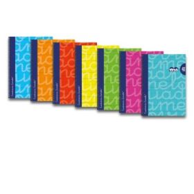 Lamela Pack de 6 Cuadernos de Espiral con 80 Hojas de 90g/m2 con Margen - Formato Folio - Pauta Cuadrovia de 4mm - Cubierta Extra Dura - Papel Offset Blanco Extra - Colores Surtidos
