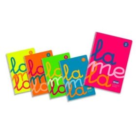 Lamela Pack de 5 Cuadernos de Espiral con 80 Hojas de 90g/m2 con Margen - Formato Folio - Pauta Cuadrovia de 2.5mm - Cubierta de Polipropileno Fluorescente - Papel Offset Blanco Extra - Colores Surtidos