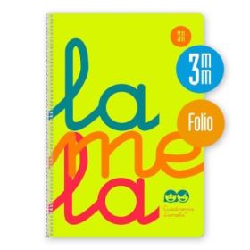 Lamela Cuaderno Espiral con 80 Hojas de 90g/m2 con Margen - Formato Folio - Pauta Cuadrovia de 3mm - Cubierta de Polipropileno - Papel Offset Blanco Extra - Color Amarillo Fluorescente