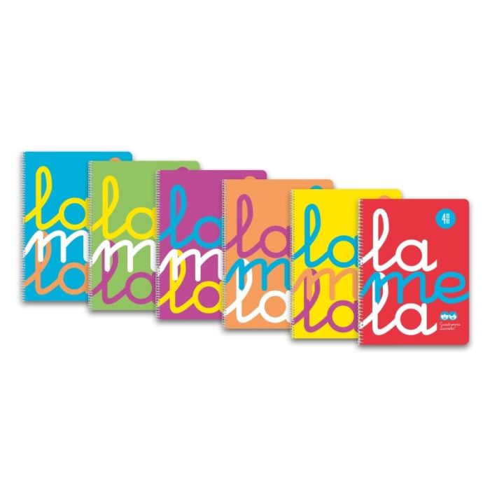 Lamela Pack de 6 Cuadernos de Espiral con 80 Hojas de 90g/m2 con Margen - Formato Folio - Pauta Cuadrovia de 4mm - Cubierta de Polipropileno Fluorescente - Papel Offset Blanco Extra - Colores Surtidos