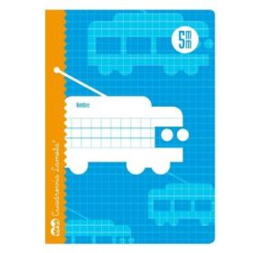 Lamela Libreta Grapada con 16 Hojas de 70g/m2 con Margen - Formato Cuarto - Pauta Cuadrovia de 5mm - Cubierta de Cartoncillo Plastificado - Papel Offset Blanco Extra - Color Azul