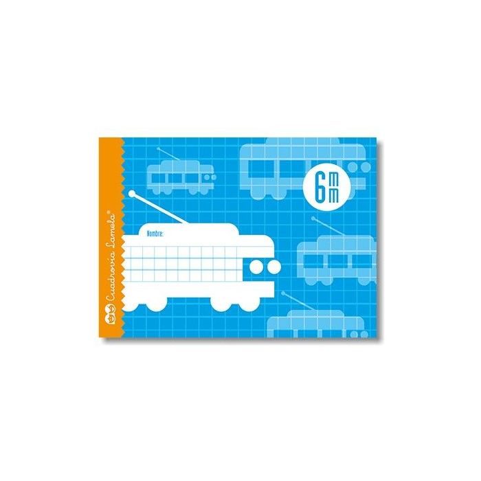 Lamela Libreta Grapada con 16 Hojas de 70g/m2 con Margen - Formato Cuarto - Pauta Cuadrovia de 6mm - Cubierta de Cartoncillo Plastificado - Papel Offset Blanco Extra - Color Azul