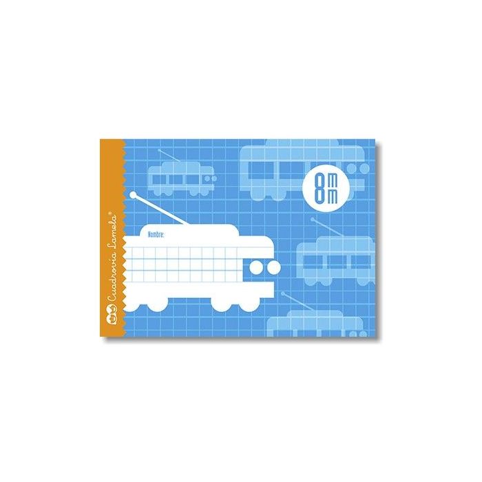 Lamela Libreta Grapada con 16 Hojas de 70g/m2 con Margen - Formato Cuarto - Pauta Cuadrovia de 8mm - Cubierta de Cartoncillo Plastificado - Papel Offset Blanco Extra - Color Azul