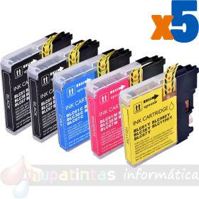Brother LC980/LC1100/LC985 Pack de 5 Cartuchos de Tinta Genéricos