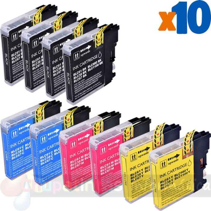 Brother LC980/LC1100/LC985 Pack de 10 Cartuchos de Tinta Genéricos