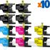 Brother LC1240/LC1220 Pack de 10 Cartuchos de Tinta Genéricos