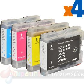 Brother LC1000/LC970 Pack de 4 Cartuchos de Tinta Genéricos