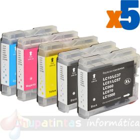 Brother LC1000/LC970 Pack de 5 Cartuchos de Tinta Genéricos