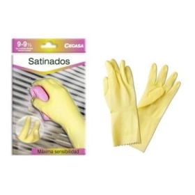 Cegasa Guantes de Latex Talla XL 9-9 1/2 - Satinados - Uso General, Domestico, Limpieza - Espesor en Palma de 0,45mm - Color Amarillo