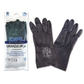 DPL Occupational Grandeur Guantes Industriales Talla 10-10 1/2 - Flocados - Espesor en Palma de 0,7mm - Industria Quimica, Pesada y de Mantenimiento etc.. - Color Negro