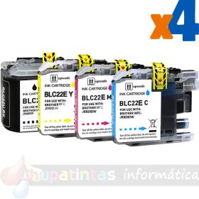 Brother LC22E Pack de 4 Cartuchos de Tintas Genéricos