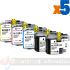 Brother LC22E Pack de 5 Cartuchos de Tintas Genéricos
