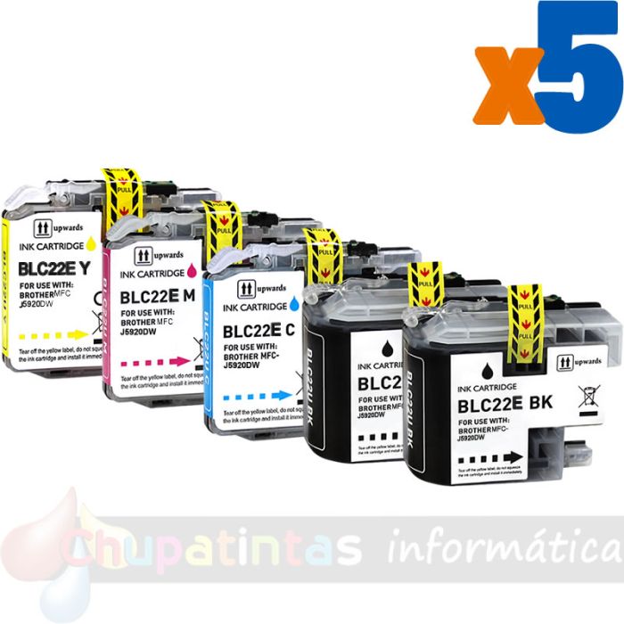 Brother LC22E Pack de 5 Cartuchos de Tintas Genéricos