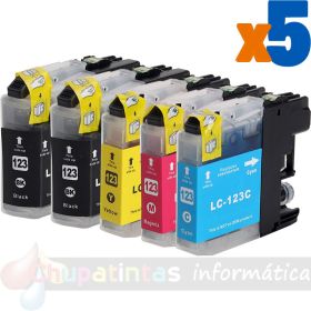 Brother LC123XL/LC121XL Pack de 5 Cartuchos de Tinta Genéricos